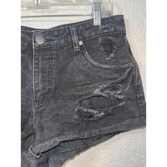 COTTON On 91 Mid Saturday Denim Shorts Distressed Size 8 EUC Black G - Picture 6 of 7